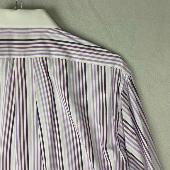 ALEXANDER JULIAN Colours Men's Purple Stripe French Cuff Dress Shirt USA Vintage - Picture 10 of 16